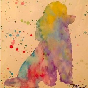 Poodle watercolor painting